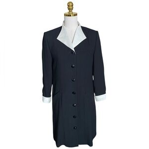 Kasper A.S.L. Vintage Women’s Black Button Down Midi Coat Dress Size 6